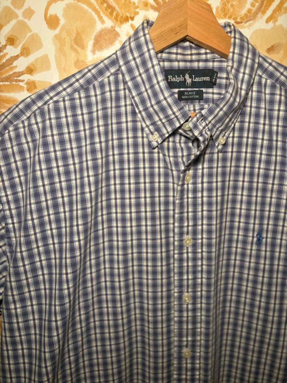 Ralph Lauren Blake Blue Plaid Short Sleeve Button Down Shirt Men’s L Classic Fit - Picture 4 of 5